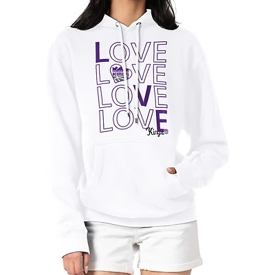 Women's G-III 4Her by Carl Banks  White Sacramento Kings Basketball Love Fleece Pullover Hoodie