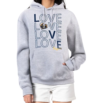 Women's G-III 4Her by Carl Banks  Heather Gray Denver Nuggets Basketball Love Fleece Pullover Hoodie