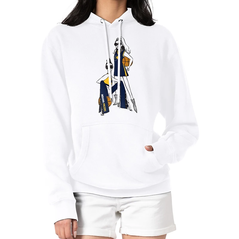 Women's G-III 4Her by Carl Banks White Indiana Pacers Basketball Girls Fleece Pullover Hoodie
