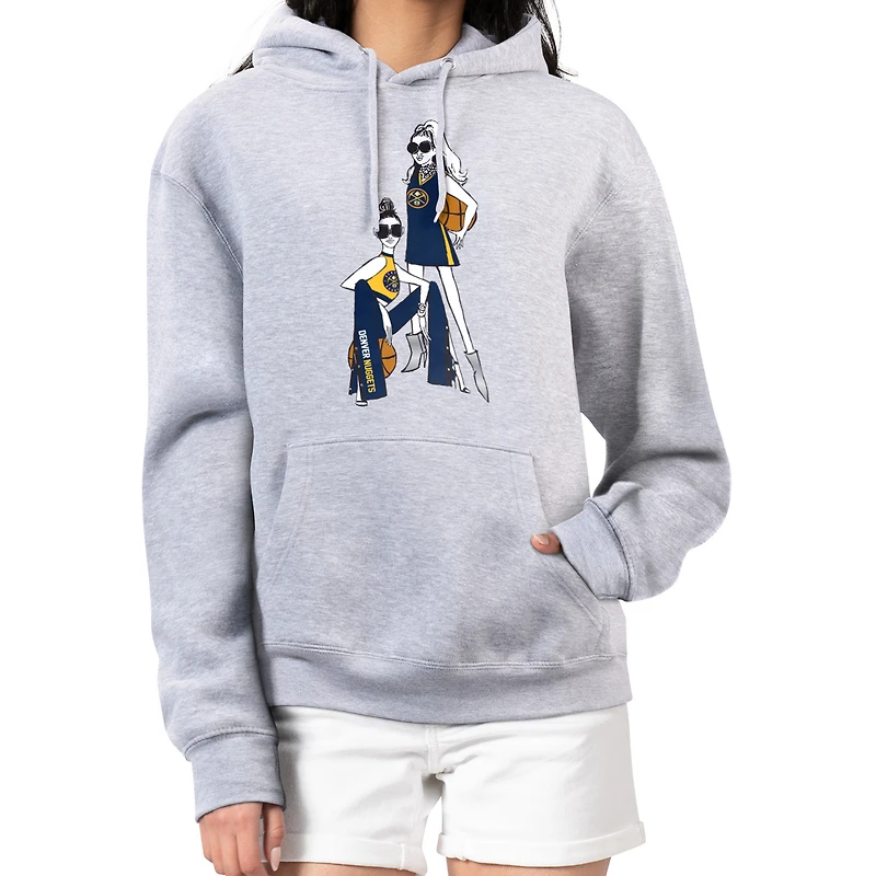 Women's G-III 4Her by Carl Banks Heather Gray Denver Nuggets Basketball Girls Fleece Pullover Hoodie