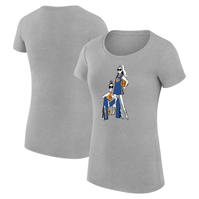 Women's G-III 4Her by Carl Banks Heather Gray New York Knicks Super-Slim Fit Lightweight Basketball Girls T-Shirt