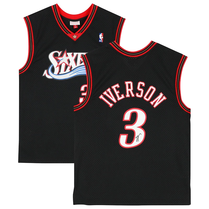 Allen Iverson Philadelphia 76ers Autographed Black Mitchell & Ness 2000-01 Swingman Jersey