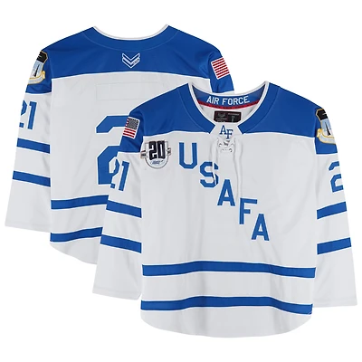 Air Force Falcons Team-Issued #21 White Jersey with 20th Anniversary Patch from the Hockey Program