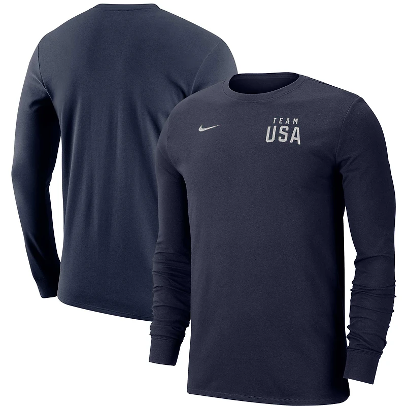 Men's Nike Navy Team USA Performance Long Sleeve T-Shirt