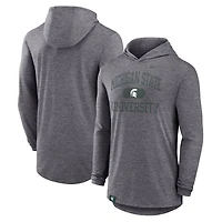 Men's Nike Heather Charcoal Michigan State Spartans Blitz Tri-Blend Dri-FIT Long Sleeve Hoodie T-Shirt