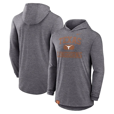Men's Nike Heather Charcoal Texas Longhorns Blitz Tri-Blend Dri-FIT Long Sleeve Hoodie T-Shirt
