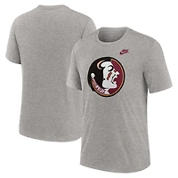 Men's Nike Heather Gray Florida State Seminoles Blitz Legacy Primary Tri-Blend T-Shirt