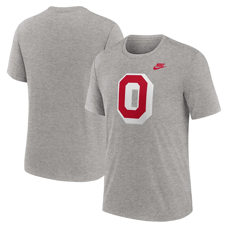 Men's Nike Heather Gray Ohio State Buckeyes Blitz Legacy Primary Tri-Blend T-Shirt