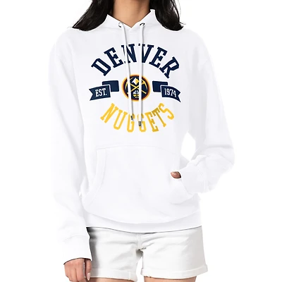 Women's G-III 4Her by Carl Banks  White Denver Nuggets City Pullover Hoodie