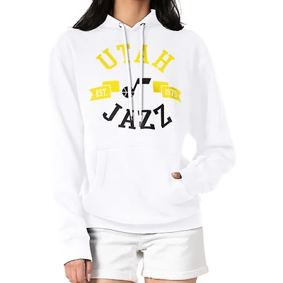 Women's G-III 4Her by Carl Banks  White Utah Jazz City Pullover Hoodie