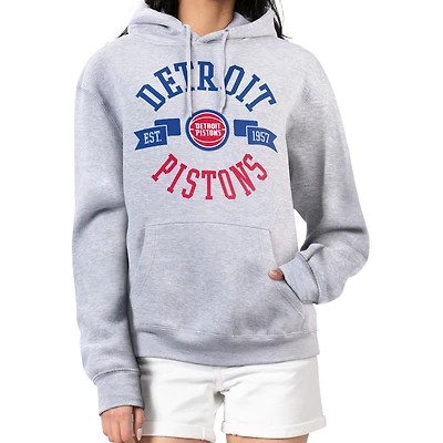 Women's G-III 4Her by Carl Banks Heather Gray Detroit Pistons City Pullover Hoodie