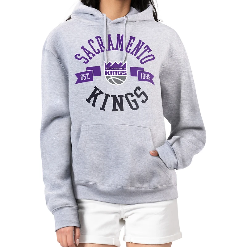 Women's G-III 4Her by Carl Banks Heather Gray Sacramento Kings City Pullover Hoodie