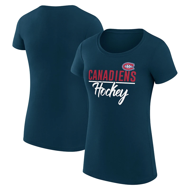 Women's G-III 4Her by Carl Banks Navy Montreal Canadiens Super-Slim Fit Lightweight Team Sport T-Shirt