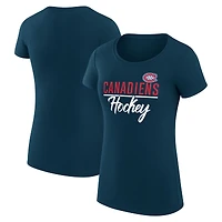 Women's G-III 4Her by Carl Banks Navy Montreal Canadiens Super-Slim Fit Lightweight Team Sport T-Shirt