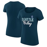 Women's G-III 4Her by Carl Banks Navy Seattle Kraken Super-Slim Fit Lightweight Team Sport T-Shirt