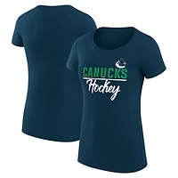 Women's G-III 4Her by Carl Banks Navy Vancouver Canucks Super-Slim Fit Lightweight Team Sport T-Shirt