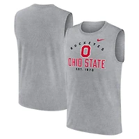 Men's Nike Heather Gray Ohio State Buckeyes Primetime Legend Dri-FIT Muscle Tank Top