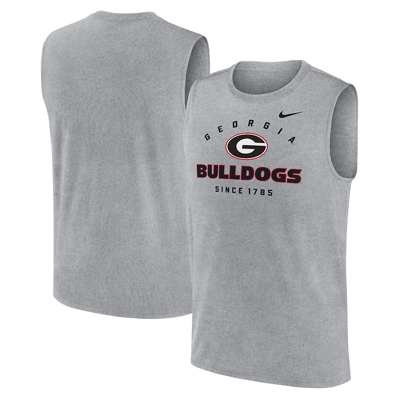 Men's Nike Heather Gray Georgia Bulldogs Primetime Legend Dri-FIT Muscle Tank Top
