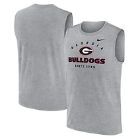 Men's Nike Heather Gray Georgia Bulldogs Primetime Legend Dri-FIT Muscle Tank Top