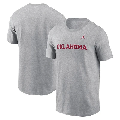 Men's Jordan Brand Heather Gray Oklahoma Sooners Primetime Wordmark T-Shirt