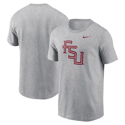 Men's Nike Heather Gray Florida State Seminoles Primetime Alternate Logo T-Shirt