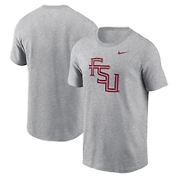 Men's Nike Heather Gray Florida State Seminoles Primetime Alternate Logo T-Shirt