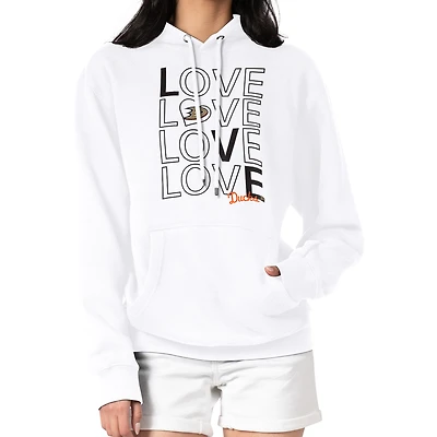 Women's G-III 4Her by Carl Banks  White Anaheim Ducks Hockey Love Fleece Pullover Hoodie