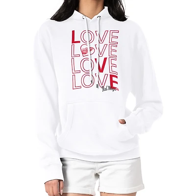 Women's G-III 4Her by Carl Banks  White Detroit Red Wings Hockey Love Fleece Pullover Hoodie