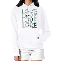 Women's G-III 4Her by Carl Banks  White Minnesota Wild Hockey Love Fleece Pullover Hoodie