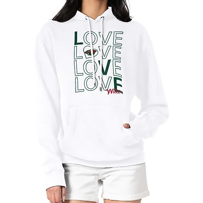 Women's G-III 4Her by Carl Banks  White Minnesota Wild Hockey Love Fleece Pullover Hoodie