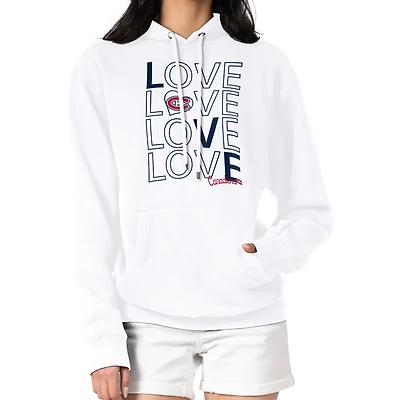Women's G-III 4Her by Carl Banks  White Montreal Canadiens Hockey Love Fleece Pullover Hoodie