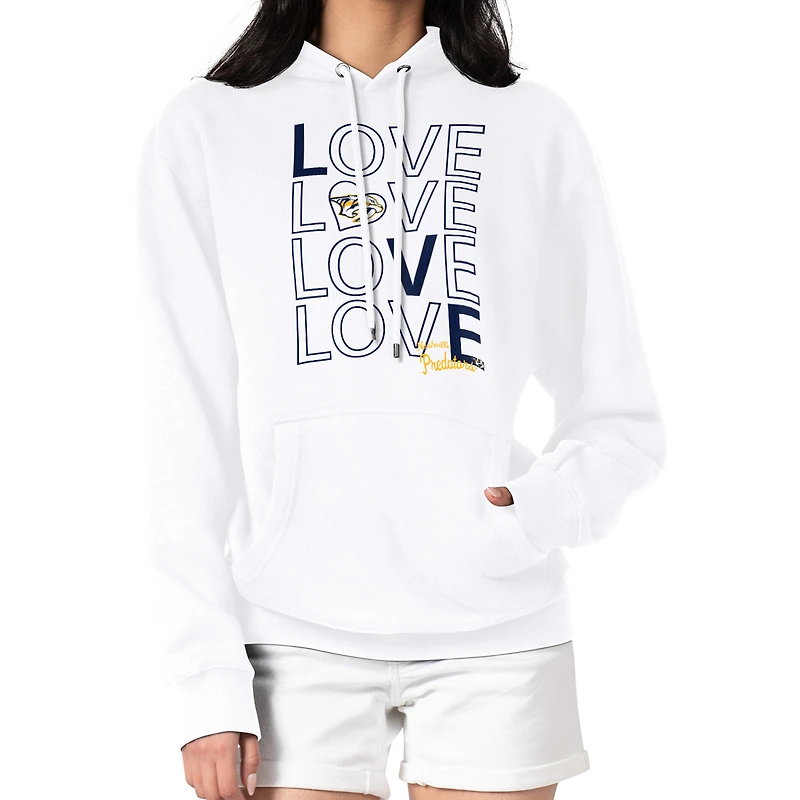 Women's G-III 4Her by Carl Banks White Nashville Predators Hockey Love Fleece Pullover Hoodie