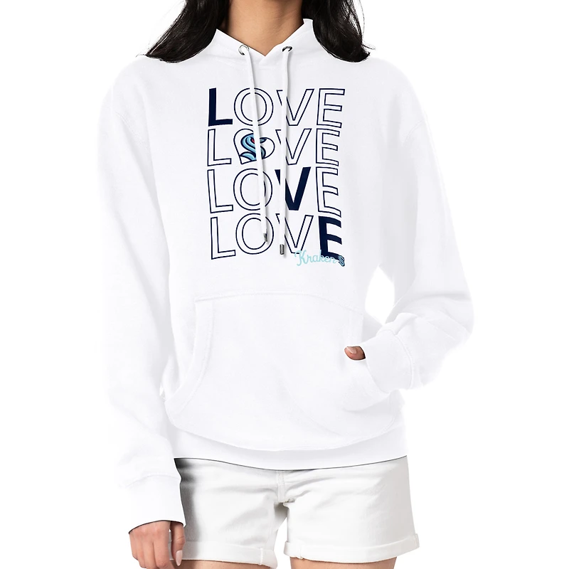 Women's G-III 4Her by Carl Banks  White Seattle Kraken Hockey Love Fleece Pullover Hoodie