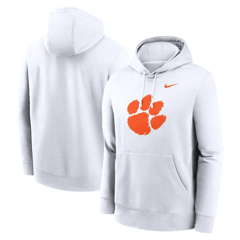 Men's Nike White Clemson Tigers Primetime Club Fleece Pullover Hoodie