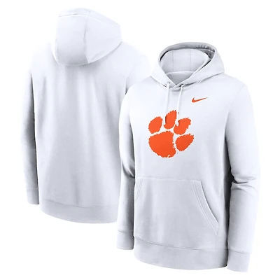 Men's Nike White Clemson Tigers Primetime Club Fleece Pullover Hoodie