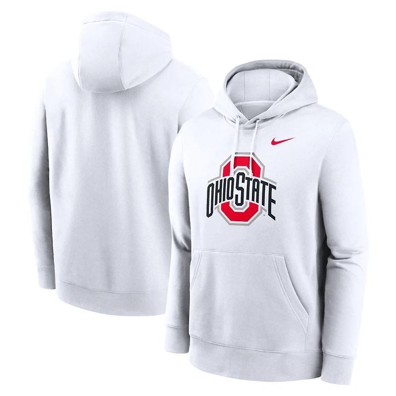 Men's Nike White Ohio State Buckeyes Primetime Club Fleece Pullover Hoodie