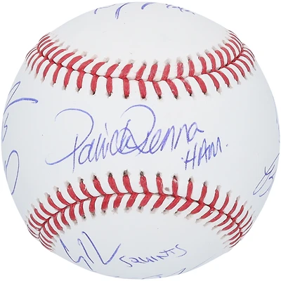 The Sandlot Cast Autographed Baseball with Multiple Inscriptions featuring Tom Guiry, Patrick Renna, Chauncey Leopardi, Marty York and More! - 8 Signatures Total