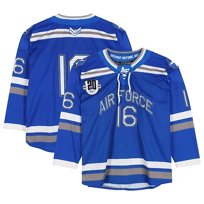 Air Force Falcons Team-Issued #16 Blue Jersey with Atlantic Hockey 20th Anniversary Patch from the Hockey Program