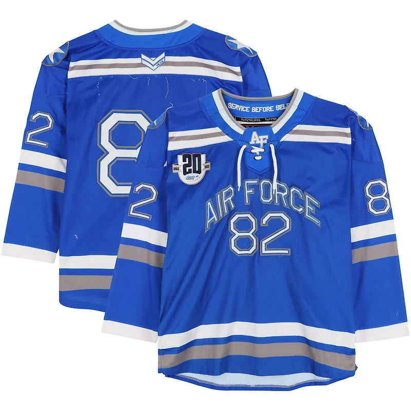 Air Force Falcons Team-Issued #82 Blue Jersey with 20th Anniversary Patch from the Hockey Program