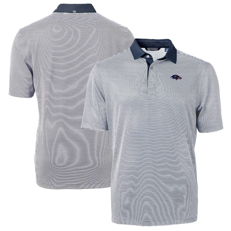 Men's Cutter & Buck Blue/White Baltimore Ravens Virtue Eco Pique Micro Stripe Recycled Polo