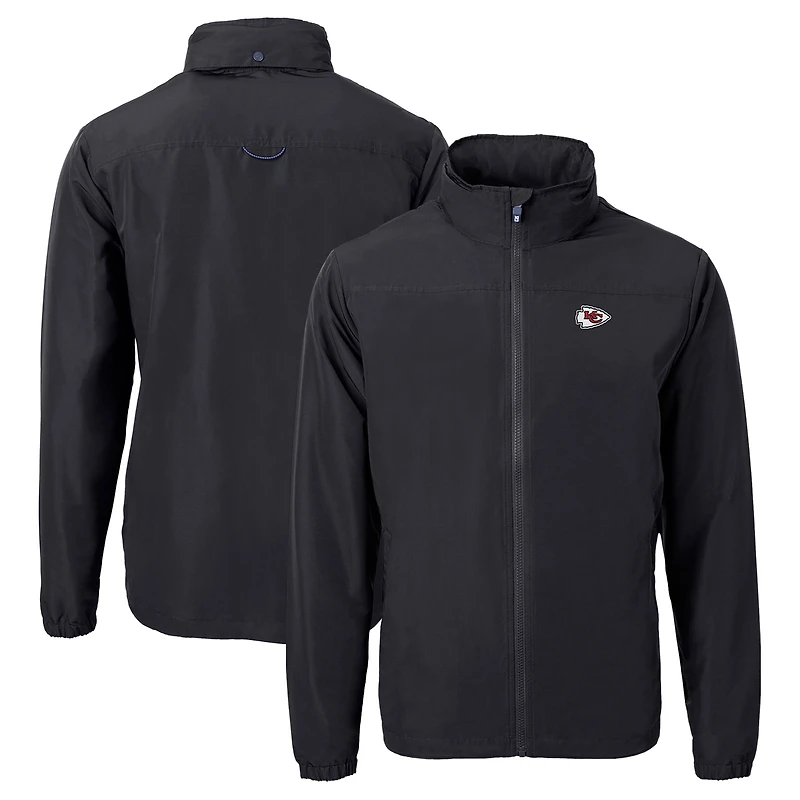 Men's Cutter & Buck  Black Kansas City Chiefs  Charter Eco Recycled Full-Zip Jacket