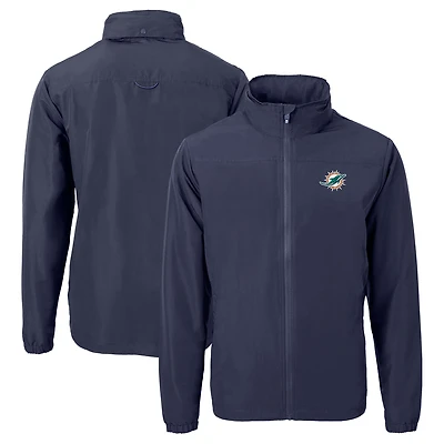 Men's Cutter & Buck  Navy Miami Dolphins  Charter Eco Recycled Full-Zip Jacket