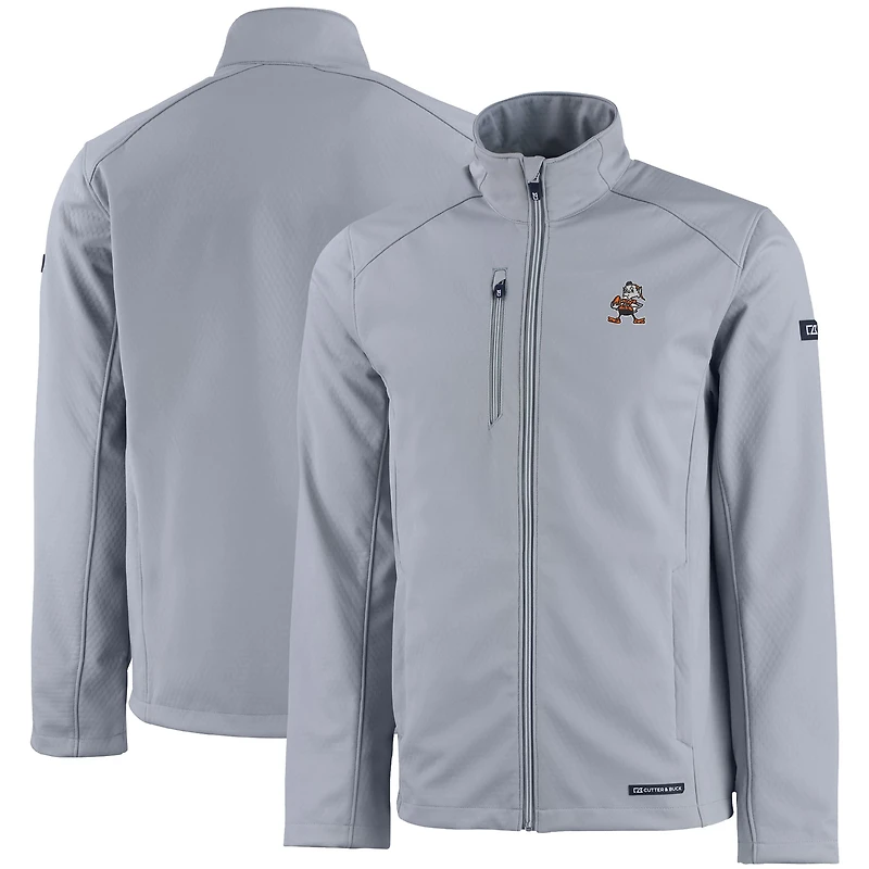 Men's Cutter & Buck Gray Cleveland Browns Evoke Eco Softshell Recycled Full-Zip Jacket