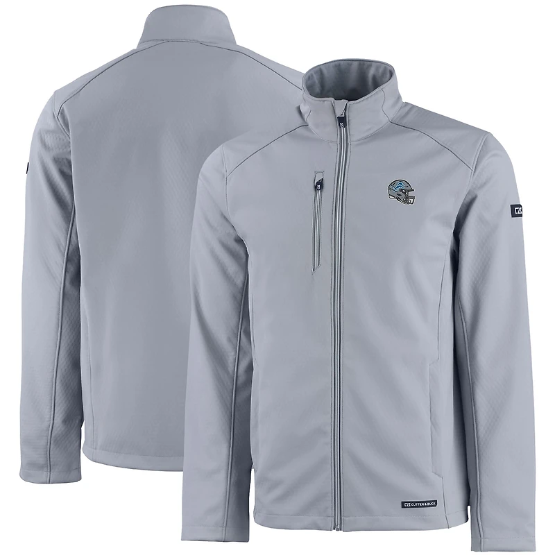 Men's Cutter & Buck Gray Detroit Lions Evoke Eco Softshell Recycled Full-Zip Jacket