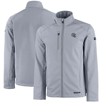 Men's Cutter & Buck Gray Detroit Lions Evoke Eco Softshell Recycled Full-Zip Jacket