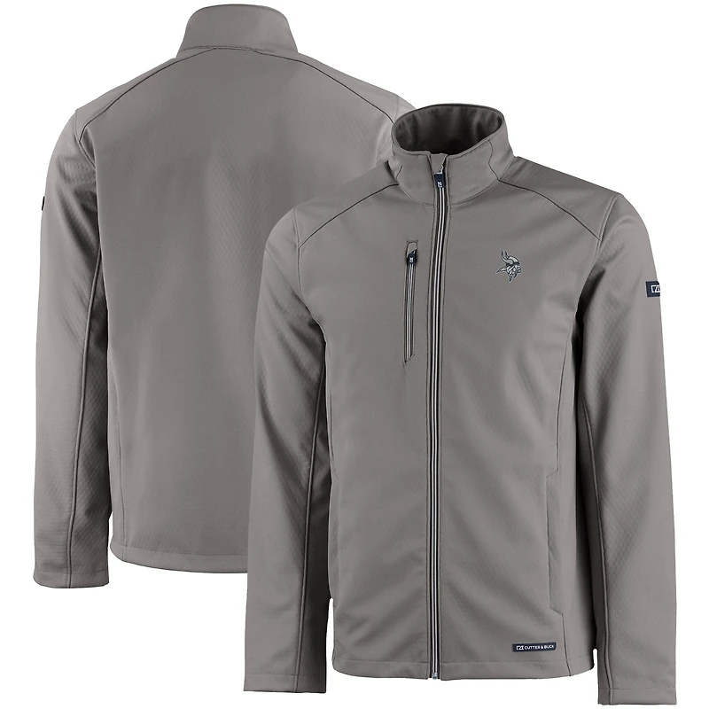 Men's Cutter & Buck Gray Minnesota Vikings Evoke Eco Softshell Recycled Full-Zip Jacket