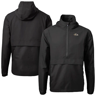 Men's Cutter & Buck Black Baltimore Ravens Charter Eco Recycled Anorak Half-Zip Jacket