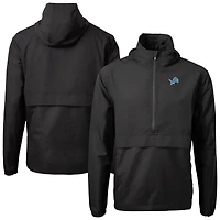 Men's Cutter & Buck Black Detroit Lions Charter Eco Recycled Anorak Half-Zip Jacket