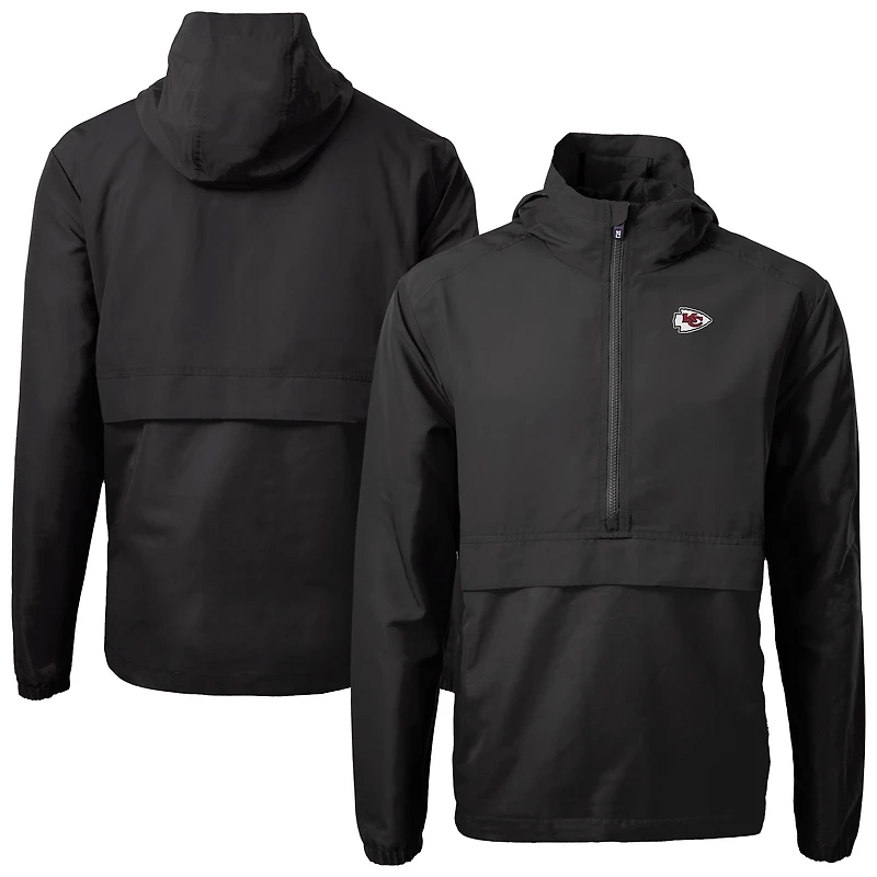 Men's Cutter & Buck Black Kansas City Chiefs Charter Eco Recycled Anorak Half-Zip Jacket