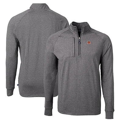 Men's Cutter & Buck  Heather Black Cincinnati Bengals  Adapt Eco Knit Quarter-Zip Pullover Top